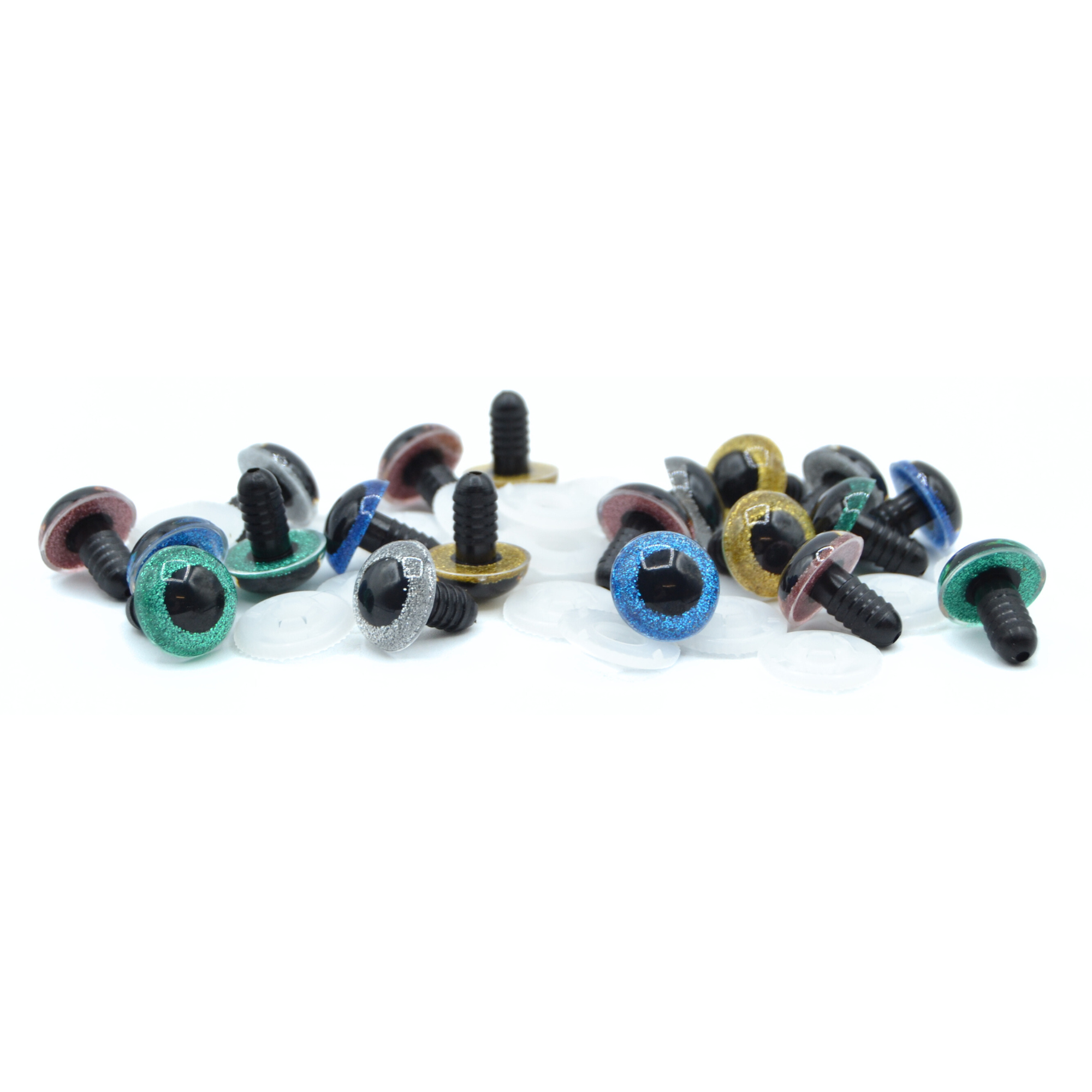 15mm Mixed Glitter Eyes - Screw Type with Plastic Backs