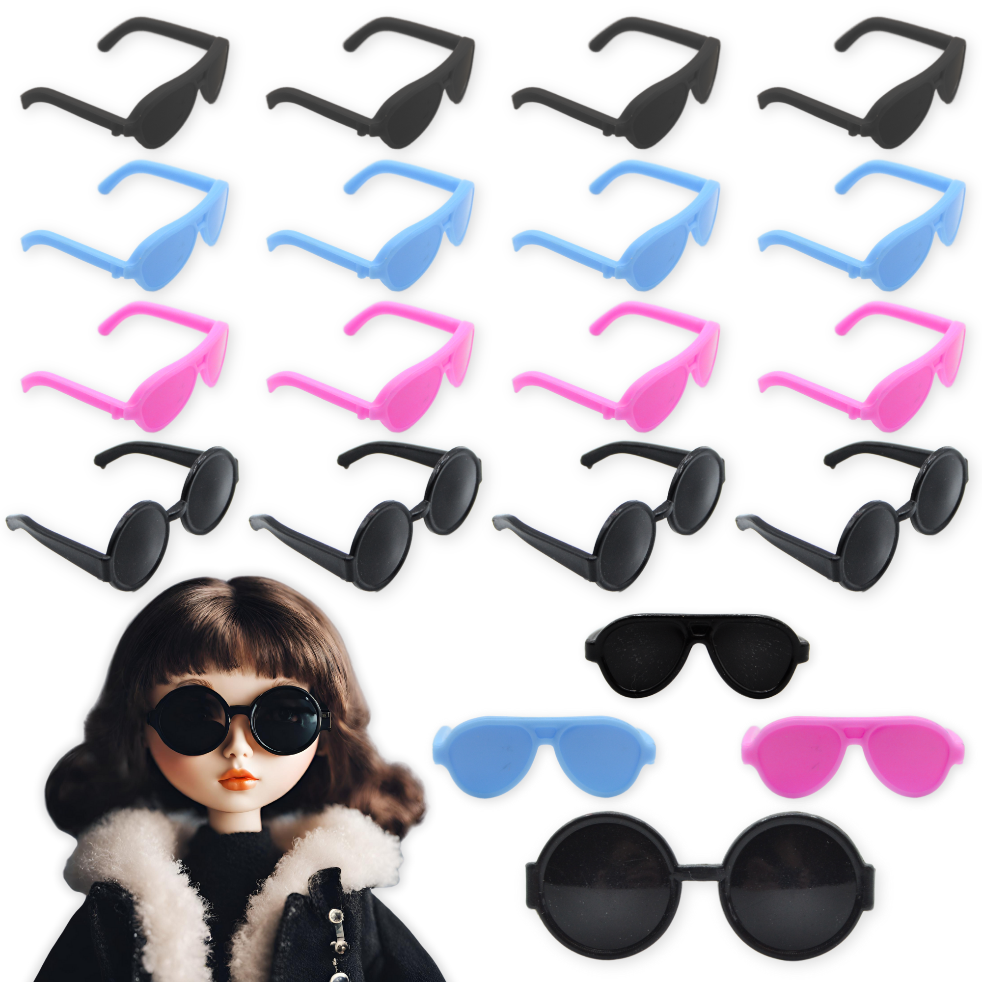Buy Momola Our Generation 18 inch American Girl Doll Stylish Plastic Round  Frame Glasses Sunglasses, Dolls Outfits, Girls Pretend Play Toy Gifts (J)  Online at desertcartINDIA