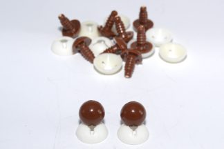 14mm Solid Brown Dome Eyes with Plastic Backs