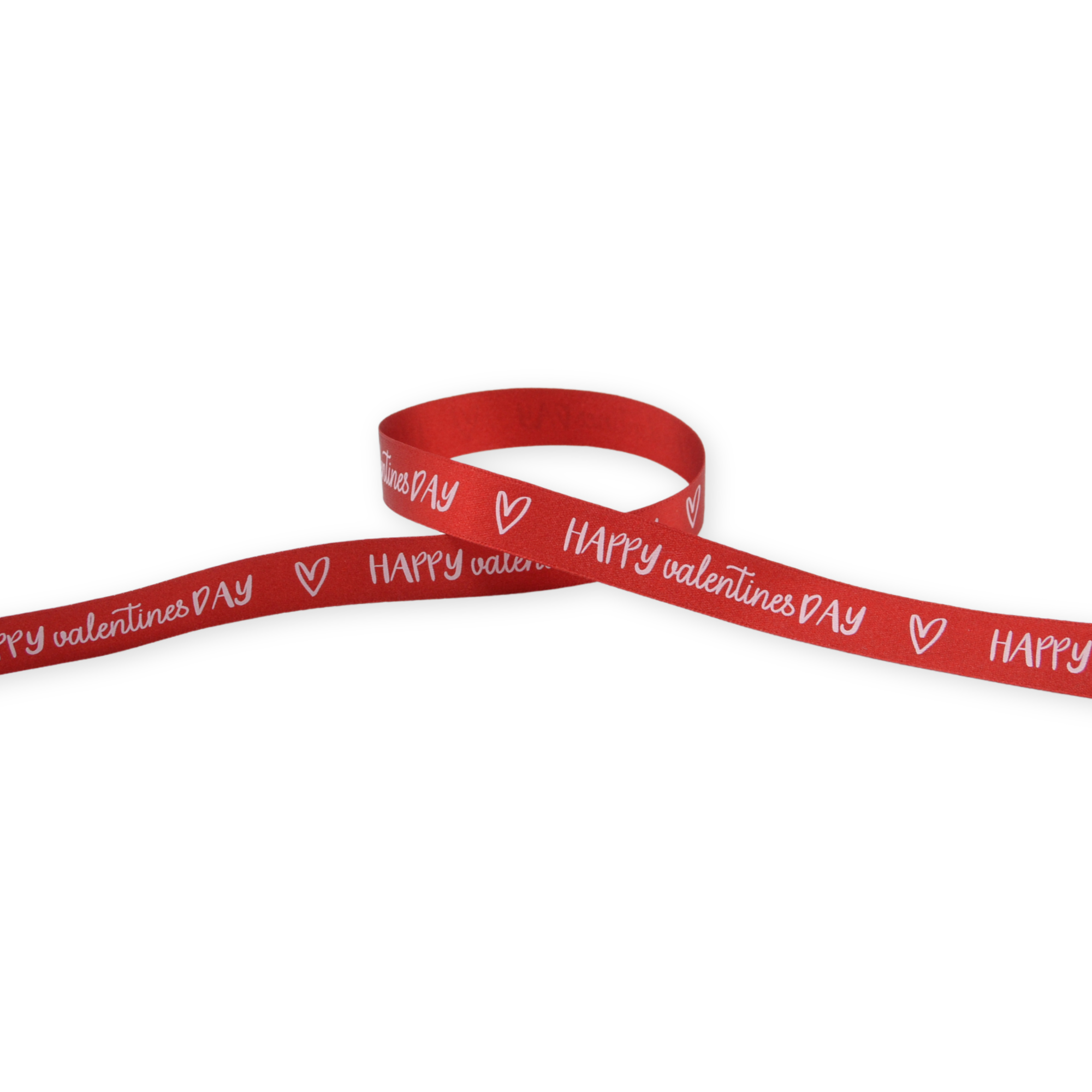 Happy Valentine's Day (Red) 15mm - Double Sided Satin Ribbon - Image 2