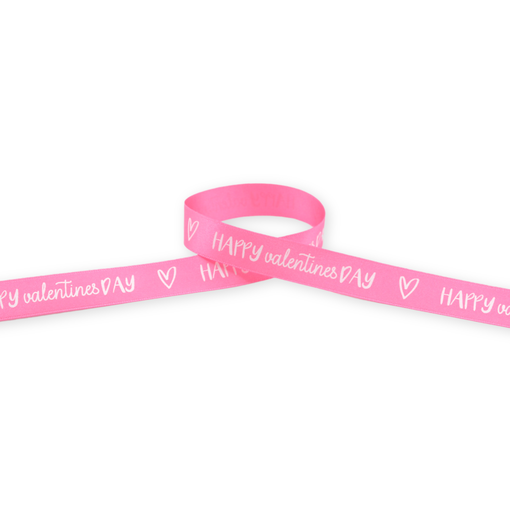 Happy Valentine's Day (Sugar Pink) 15mm - Double Sided Satin Ribbon - Image 2