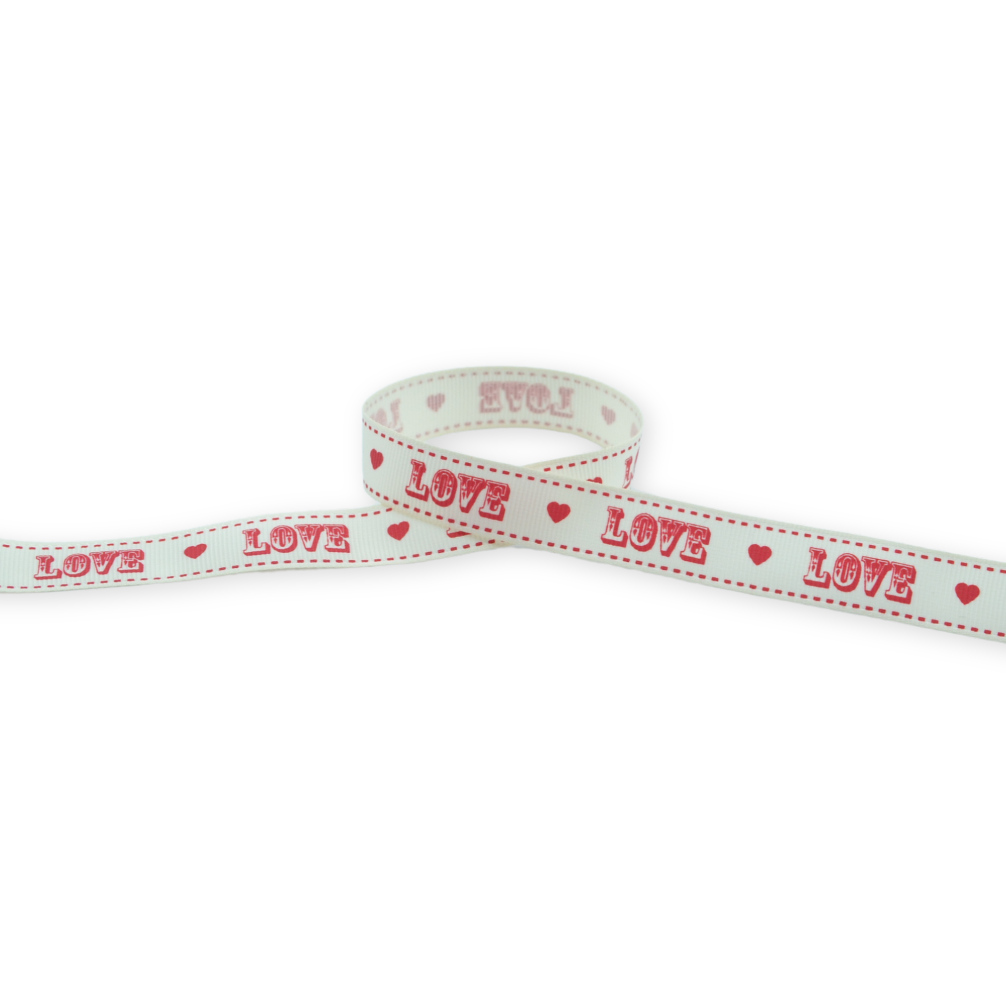 Love & Hearts (Ivory) 16mm - Grosgrain Ribbon - Image 2