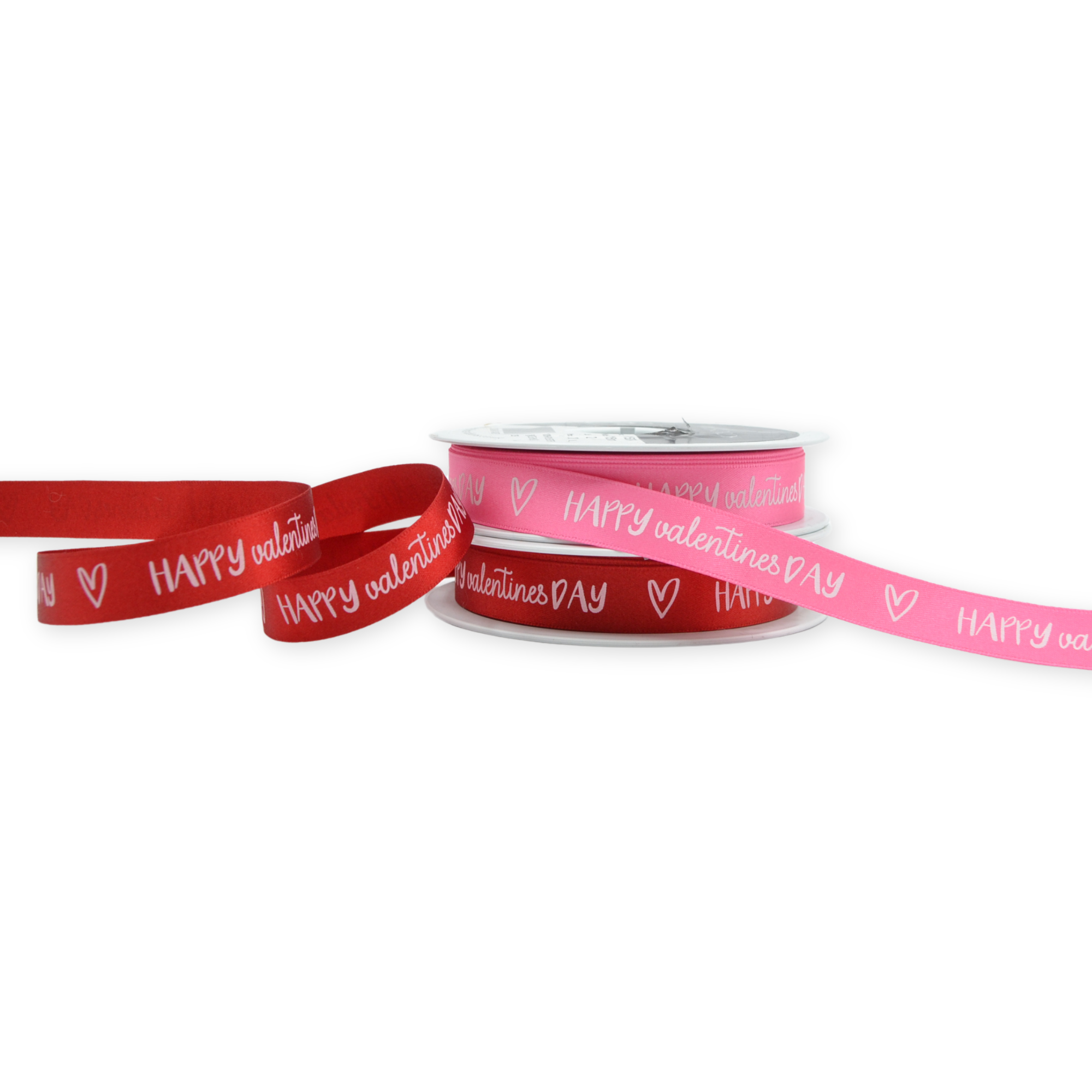 Happy Valentine's Day (Red) 15mm - Double Sided Satin Ribbon - Image 3