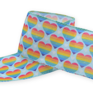 Rainbow Hearts 63mm - Wired Ribbon