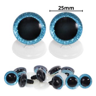 25mm Blue 3D Glitter Sparkle Eyes with Plastic Backs
