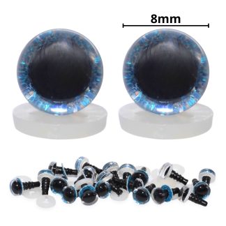 8mm Blue 3D Glitter Sparkle Eyes with Plastic Backs