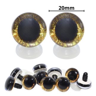 20mm Gold 3D Glitter Sparkle Eyes with Plastic Backs