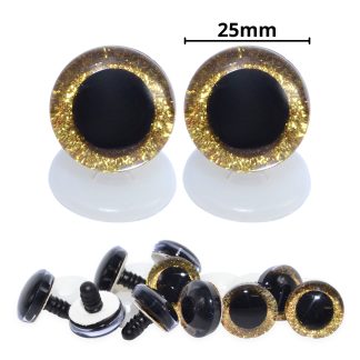 25mm Gold 3D Glitter Sparkle Eyes with Plastic Backs