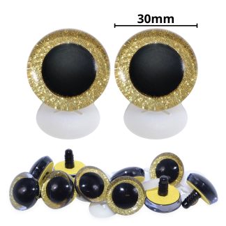 30mm Gold 3D Glitter Sparkle Eyes with Plastic Backs
