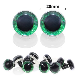20mm Green 3D Glitter Eyes with Plastic Backs
