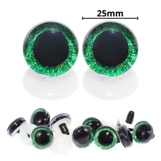 25mm Green 3D Glitter Eyes with Plastic Backs