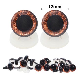 12mm Orange 3D Glitter Eyes with Plastic Backs