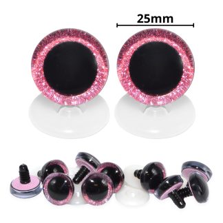 25mm Pink 3D Glitter Eyes with Plastic Backs