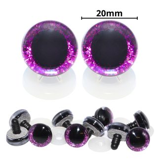 20mm Purple 3D Glitter Eyes with Plastic Backs