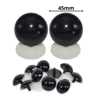 45mm Solid Black Dome Eyes with Plastic Backs