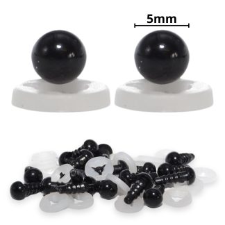 5mm Solid Black Dome Eyes with Plastic Backs