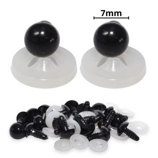 7mm Solid Black Dome Eyes with Plastic Backs