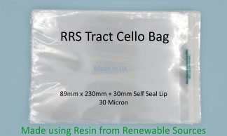 RRS Tract - 89mm x 230mm + 30mm Self Seal Lip - 30 Micron Clear Renewably Sourced Resin Cellophane - Medium Cello