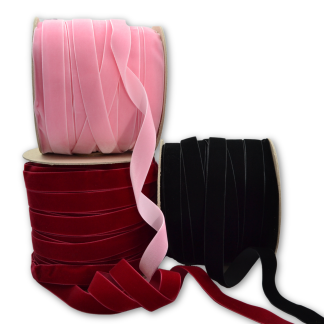 22mm Berisford Velvet Ribbon - Various Colours - High Density Single Faced Velvet Ribbon