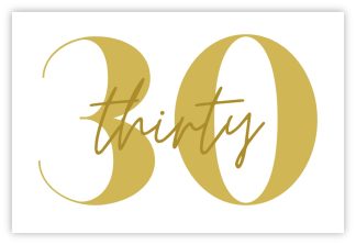 30th Birthday (Gold) - 60mm x 90mm Florist Cards