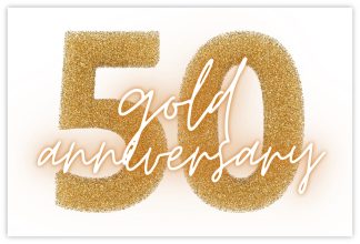 50th Gold Anniversary (Glitter) - 60mm x 90mm Florist Cards