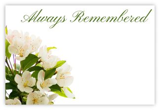 Always Remembered (Malus Flower) - 60mm x 90mm Florist Cards