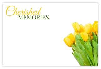Cherished Memories (Yellow Tulips) - 60mm x 90mm Florist Cards