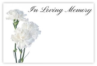 In Loving Memory (3 Carnations) - 60mm x 90mm Florist Cards