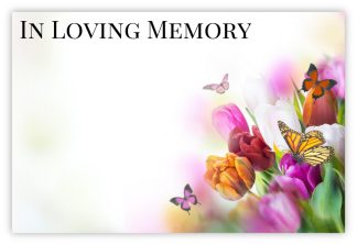 In Loving Memory (Butterflies & Tulips) - 60mm x 90mm Florist Cards