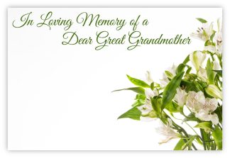 In Loving Memory Great Grandmother (Peruvian Lily) - 60mm x 90mm Florist Cards