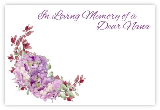 In Loving Memory Nana (Lilac Hydrangea) - 60mm x 90mm Florist Cards