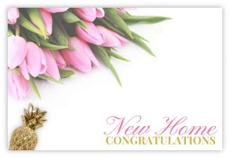 New Home (Pink Tulips) - 60mm x 90mm Florist Cards