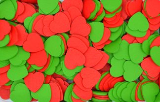 12mm Red & Green Mini Wooden Lovehearts