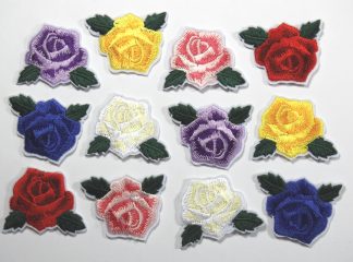 Medium Roses Set of 12 (Patch 16) - Sew/Iron On Embroidered Patches