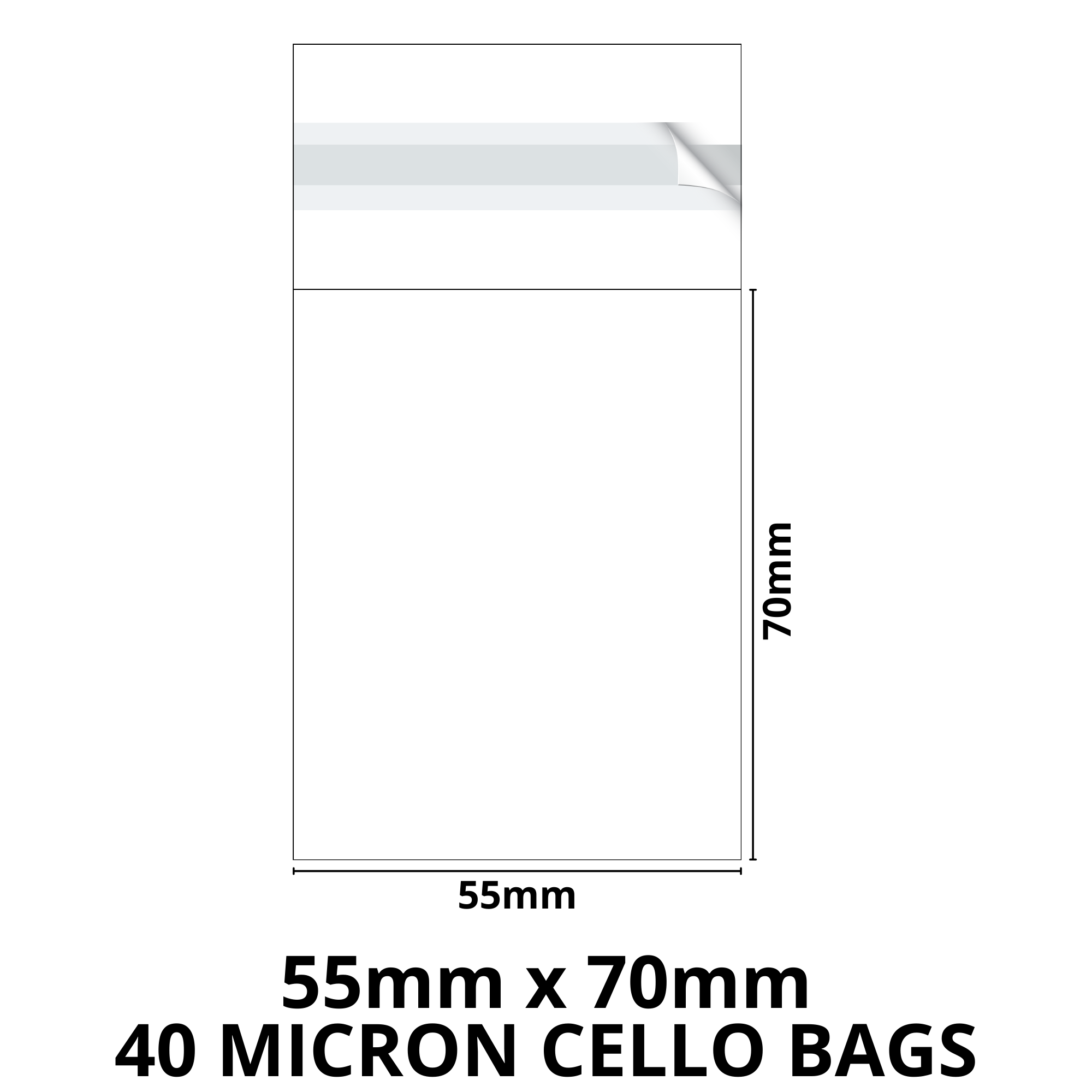 Badge Cello - 55mm x 70mm + 30mm Flap - Cellophane Display Bags Self Seal 40 Micron - Tiny Cello - Image 3