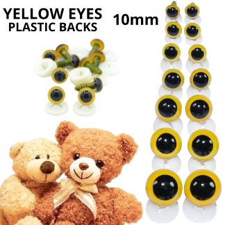 10mm Yellow Dome Eyes with Plastic Backs