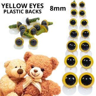 8mm Yellow Dome Eyes with Plastic Backs