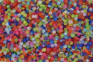 Pack of 100 Buttons - 5mm Circles - Transparent Mixed Colours - Mini Doll Buttons for Dolls & Soft Toys Clothes