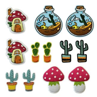 Cacti & Toadstools Set of 12 (Set 03) - Sew/Iron On Embroidered Patches