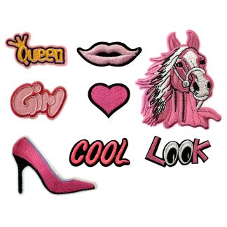 Pink Mix Set of 8 (Set 07) - Sew/Iron On Embroidered Patches
