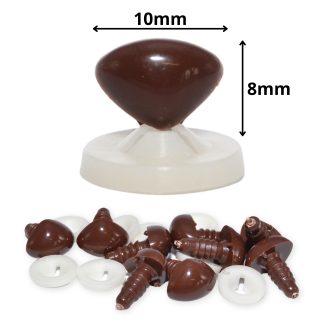 10mm x 8mm Dark Brown Triangle Nose with Plastic Backs