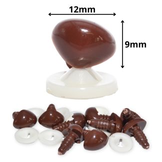 12mm x 9mm Dark Brown Triangle Nose with Plastic Backs