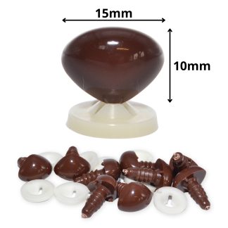 15mm x 10mm Dark Brown Triangle Nose with Plastic Backs