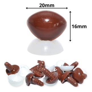 20mm x 16mm Dark Brown Triangle Nose with Plastic Backs