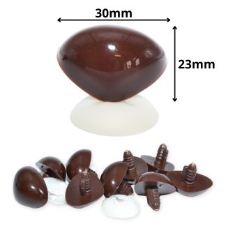 30mm x 23mm Dark Brown Triangle Nose with Plastic Backs