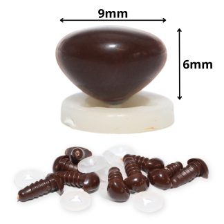 9mm x 6mm Dark Brown Triangle Nose with Plastic Backs