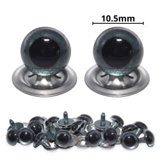10.5mm Grey Blue Pearl Crystal Eyes with Metal Backs