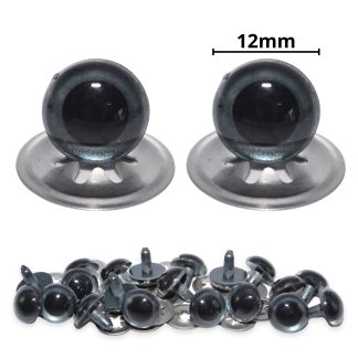 12mm Grey Blue Pearl Crystal Eyes with Metal Backs