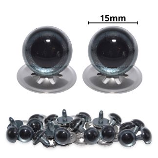 15mm Grey Blue Pearl Crystal Eyes with Metal Backs