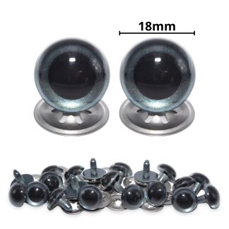 18mm Grey Blue Pearl Crystal Eyes with Metal Backs